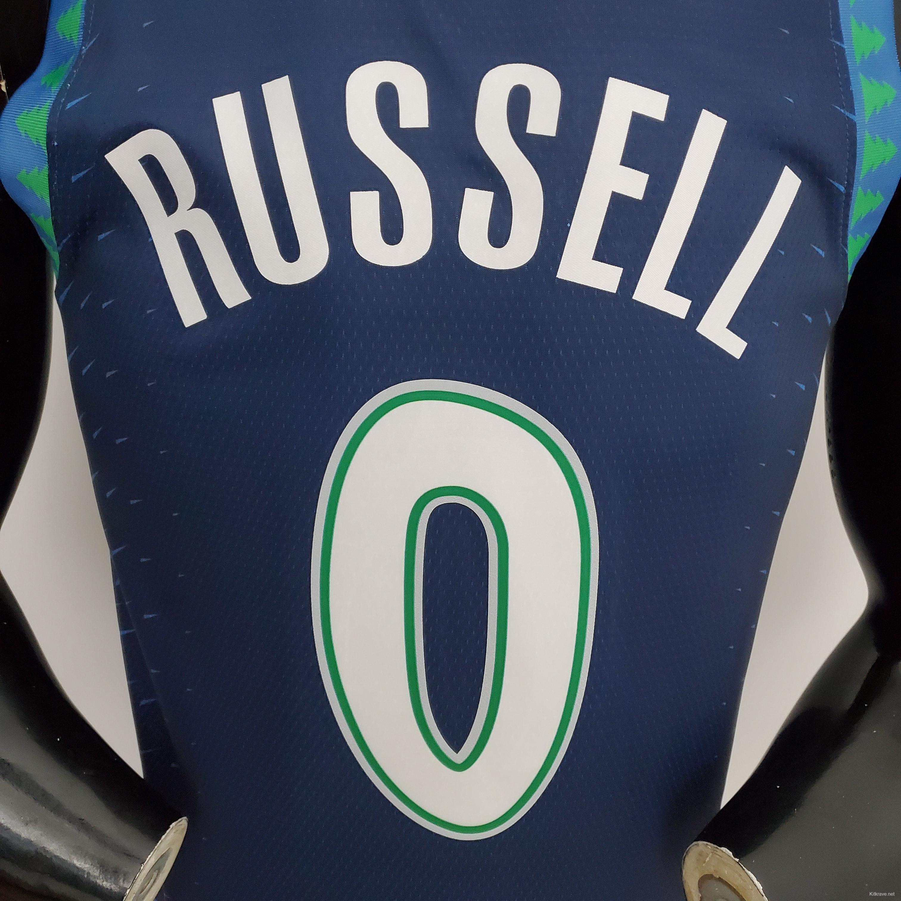 75th Anniversary 2202 Season RUSSELL#0 Minnesota Timberwolves City Edition Blue NBA Jersey