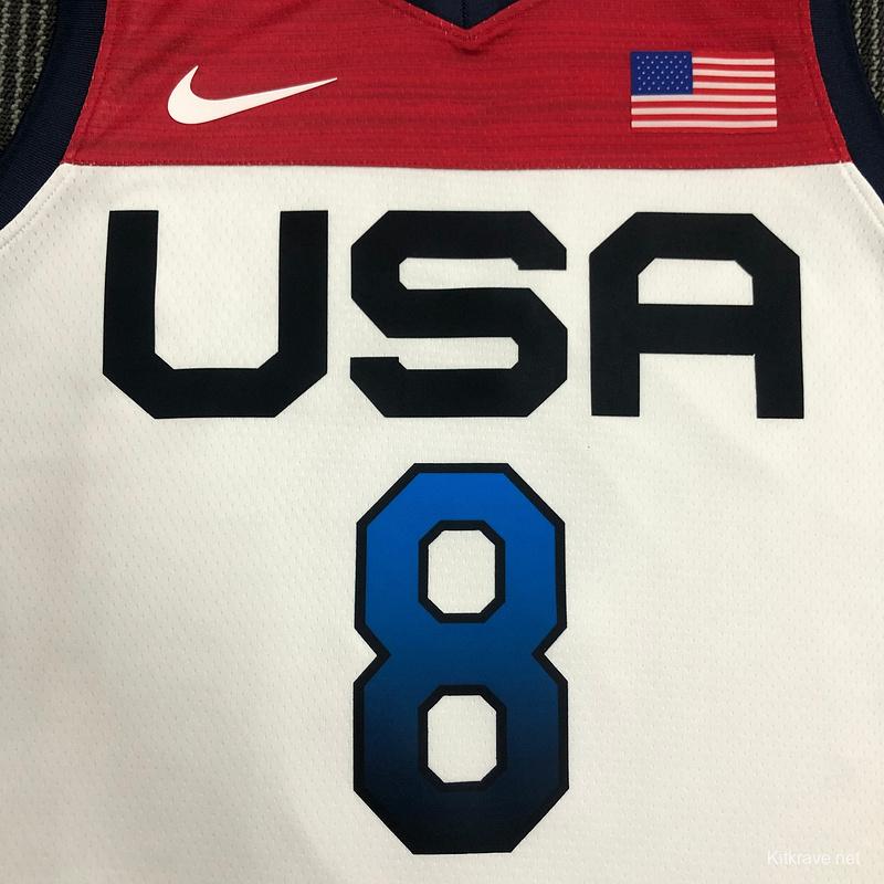 Thai Version Men's Khris Middleton White USA Basketball Player Jersey