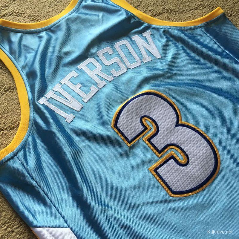 Men's Allen Iverson Sky Blue Retro Classic Team Jersey