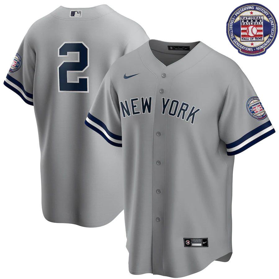 Men's Derek Jeter Gray 2020 Hall of Fame Induction Team Jersey