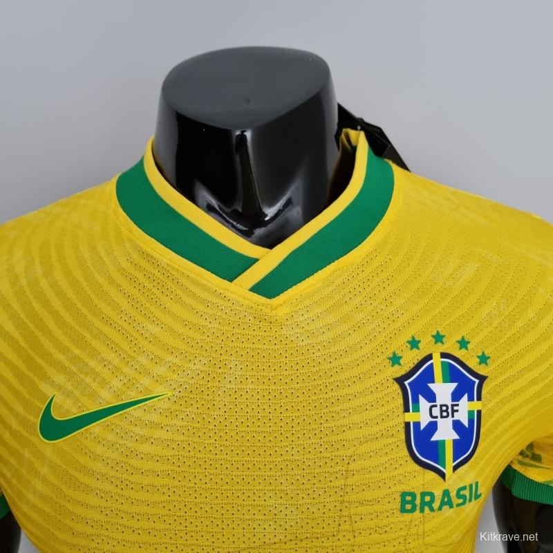 2022 Brazil Player Version Classic Yellow Soccer Jersey