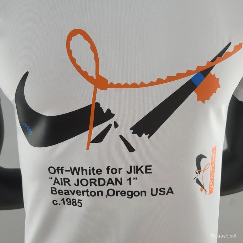 2022 NBA Offwhite Jordan 1 T-Shirts White #K000225