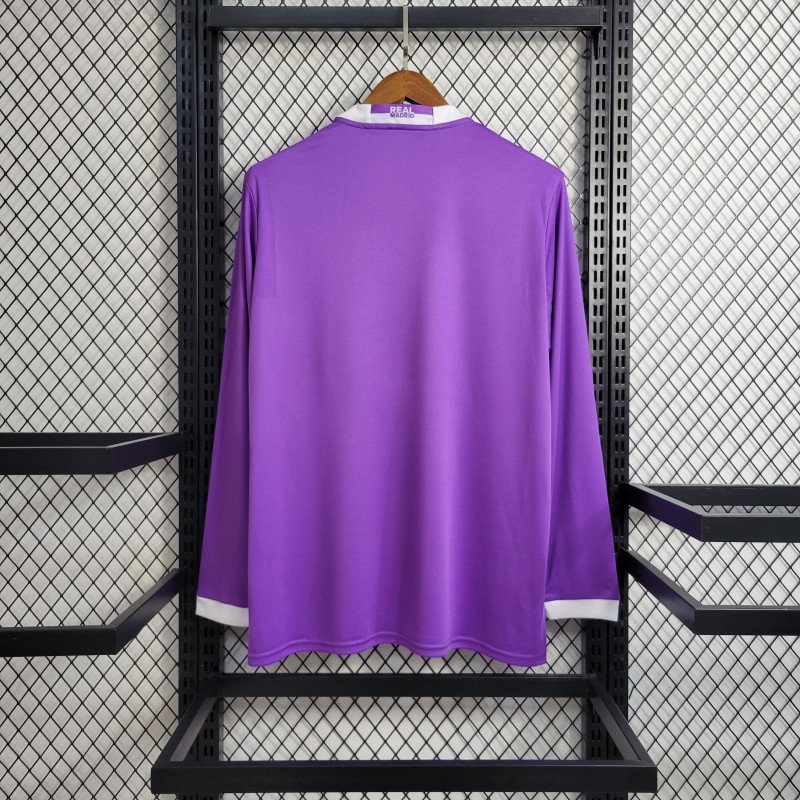 Retro Long Sleeve Real Madrid 17/18 Away Purple Jersey