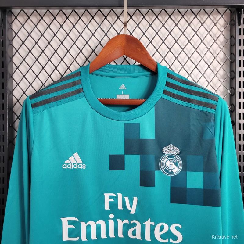 Retro Long Sleeve 17-18 Real Madrid Third Blue Jersey