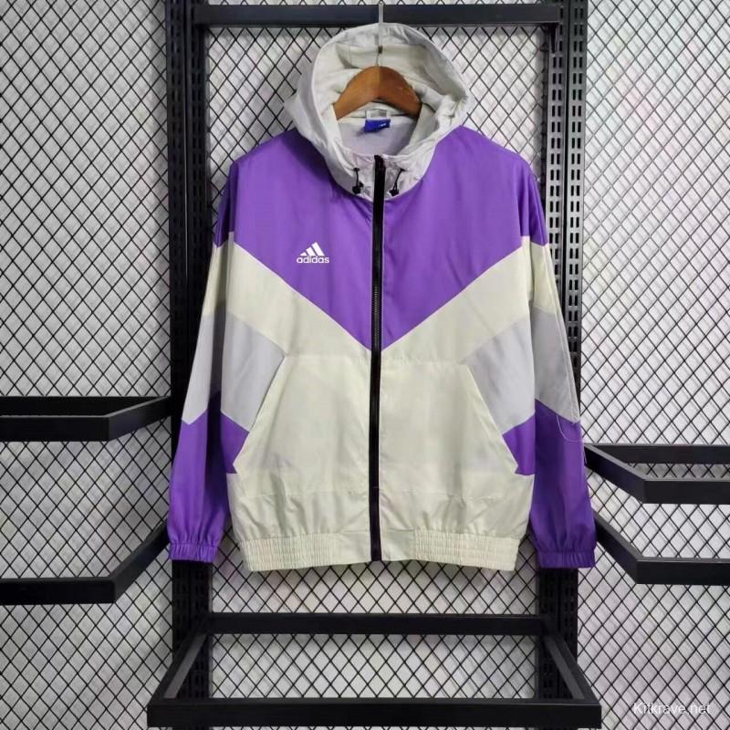 23-24 Adidas White Purple Windbreaker