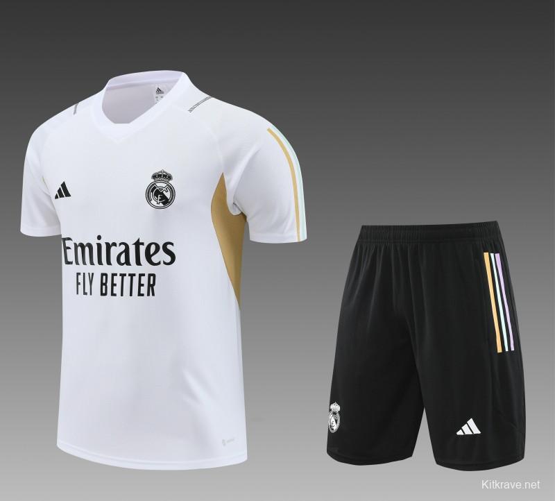 23 24 Real Madrid White Short Sleeve+Shorts