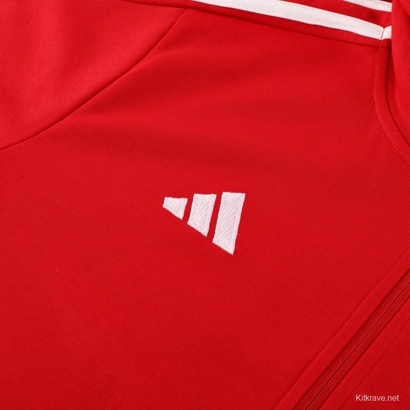 2023 Adidas Red Hoodie Full Zipper Jacket +Pants