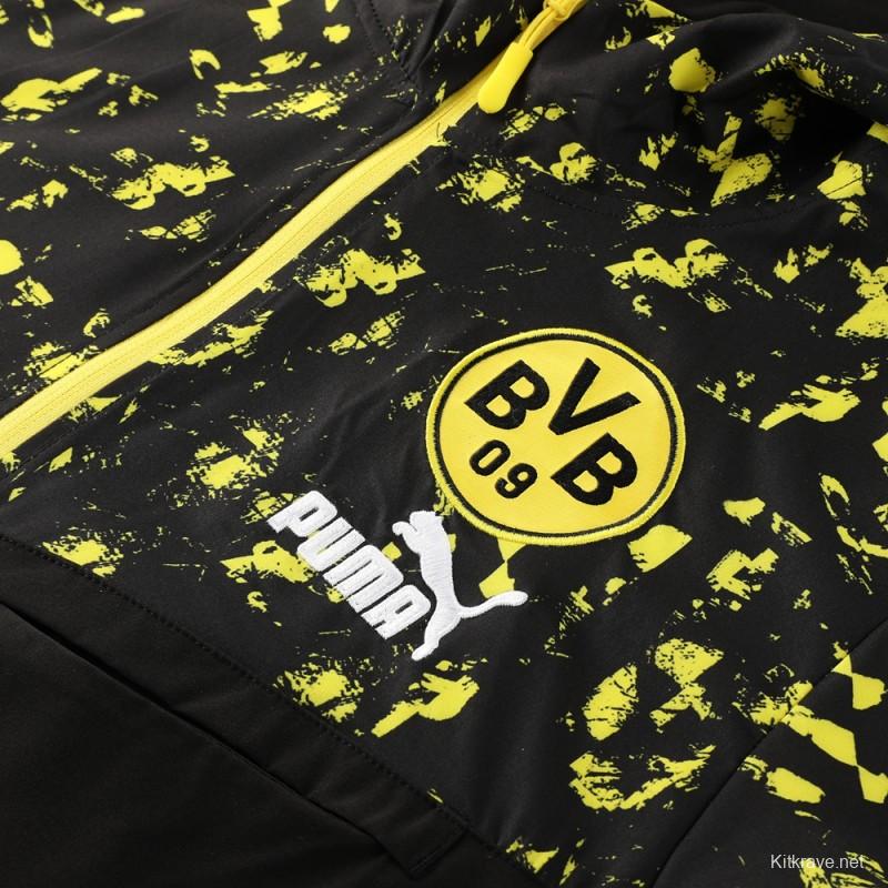 23/24 Borussia Dortmund Black/Yellow Half Zipper Windbreaker Jacket+Pants