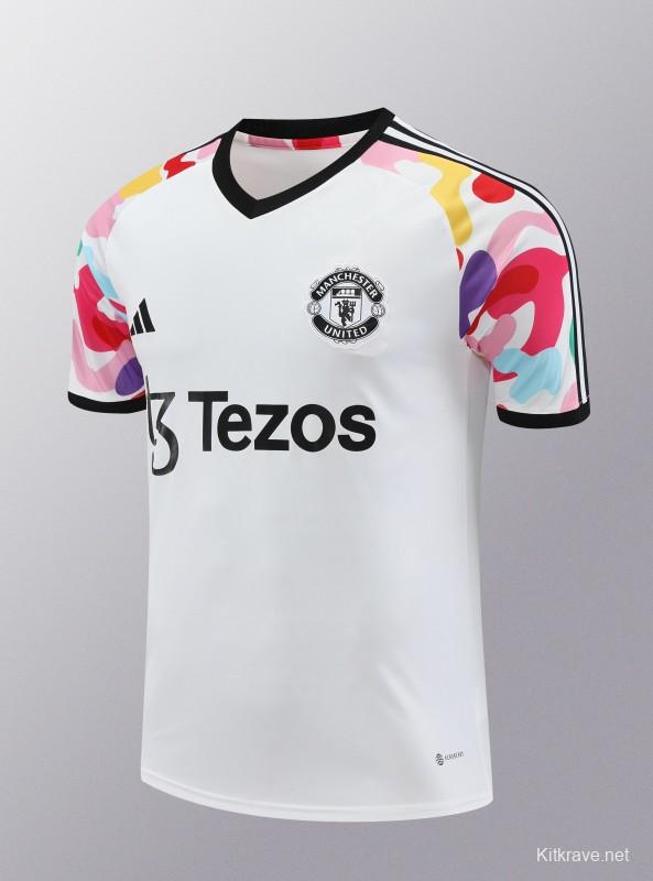 24/25 Manchester United White Short Sleeve Jeresy+Shorts