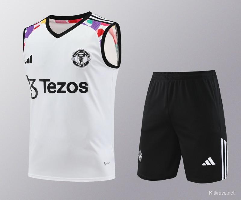 24/25 Manchester United White Vest Jeresy+Shorts