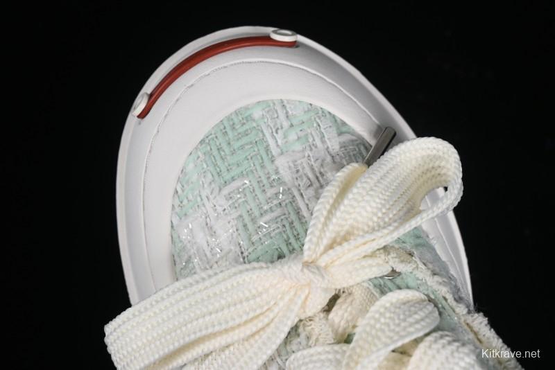 SMILEREPUBLIC Mint Manbo Light Blue Checkered Open Smile Platform Canvas Shoes - G.D4