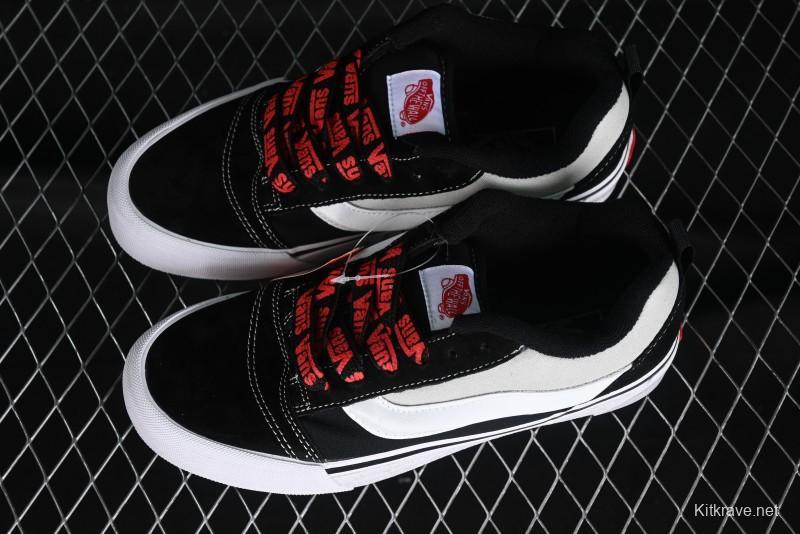 Vans Classics Knu Skool Patchwork Letter Lace-Up Chunky Tongue Platform Sneakers - VN0009QCBLK