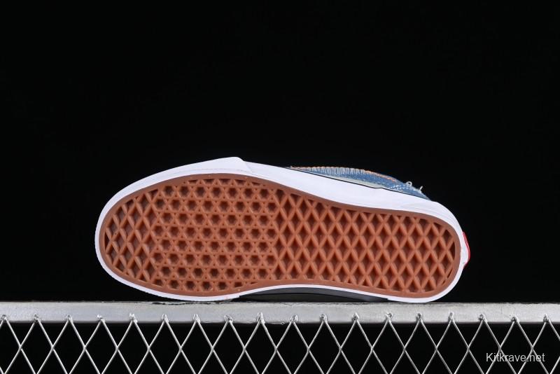 Vans Classics Knu Skool Washed Denim Distressed Vintage Chunky Tongue Skate Shoes - VN0009QCBLK