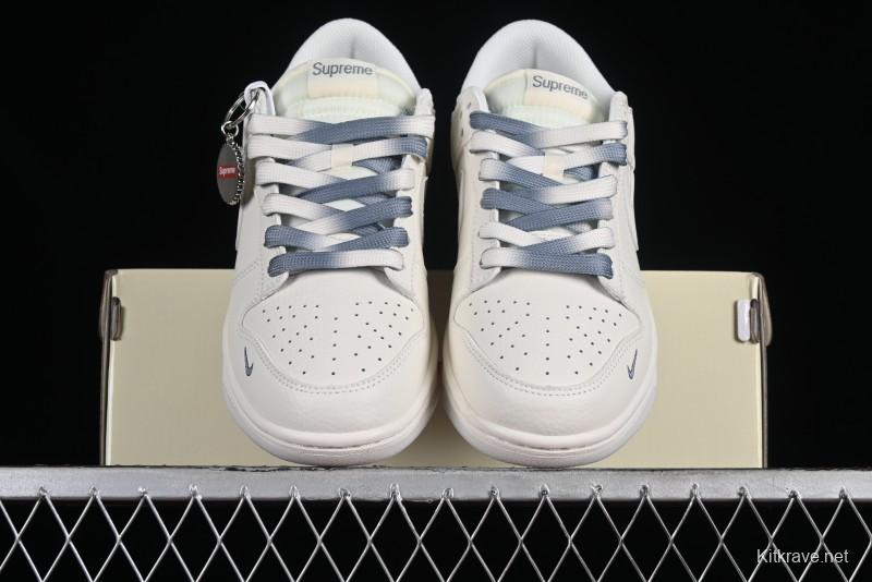 Supreme x Nike SB Dunk Low Anniversary Edition White Grey Customized Low-Top Casual Skate Shoes - BB8657-105
