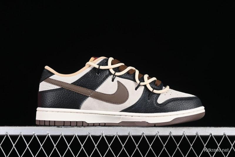 Nike Dunk Low "Mars Stone" Witch Puppet Themed SB Lace-Up Low-Top Casual Sneakers in Black/Mocha Brown - DR9704-200