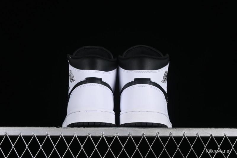 Nike Air Jordan 1 Mid AJ1 White Black Mid-Top Casual Sneakers - DQ8426-132