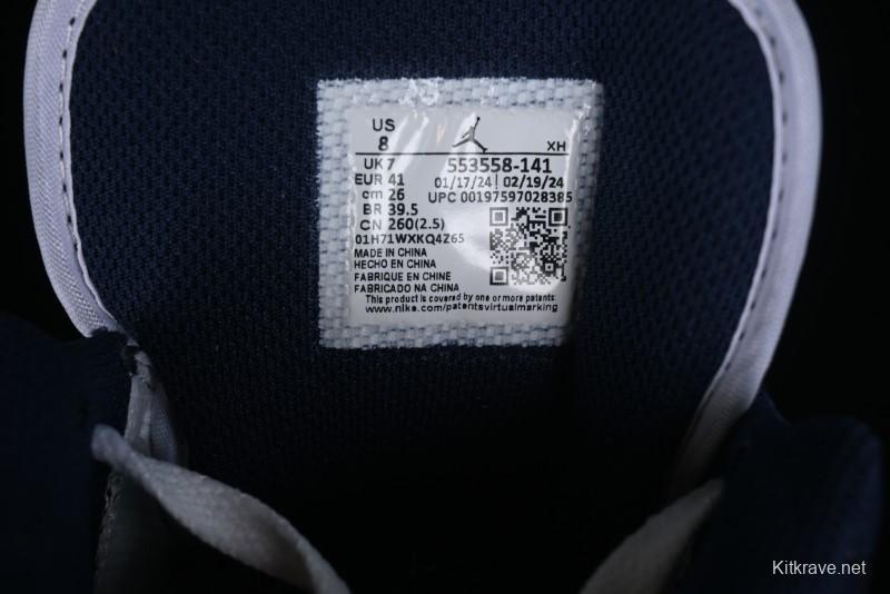 Nike Air Jordan 1 Low AJ1 White Blue Grey Low Top Lifestyle Basketball Shoes - 553558-141