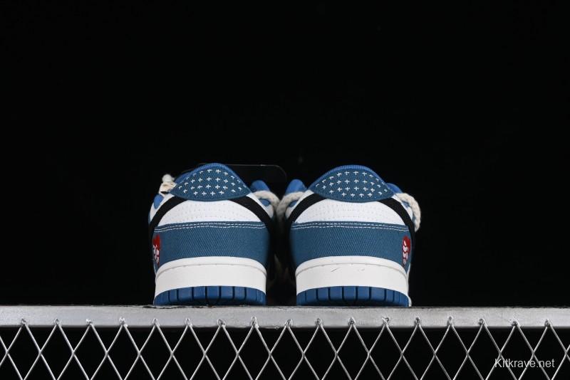 Nike Dunk Low Retro High Street Style Sashiko Stitch Hemp Rope Deconstructed SB Lace-Up Low-Top Casual Sneakers - DV0834-101