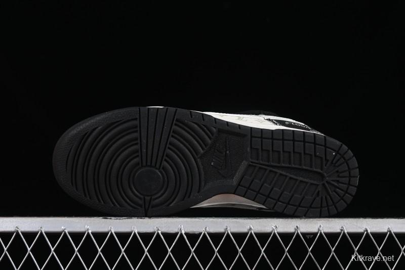 Nike SB Dunk Low LV Collaboration - Black Denim Print Anniversary High-End Custom Low-Top Casual Skate Shoes - SJ2068-238