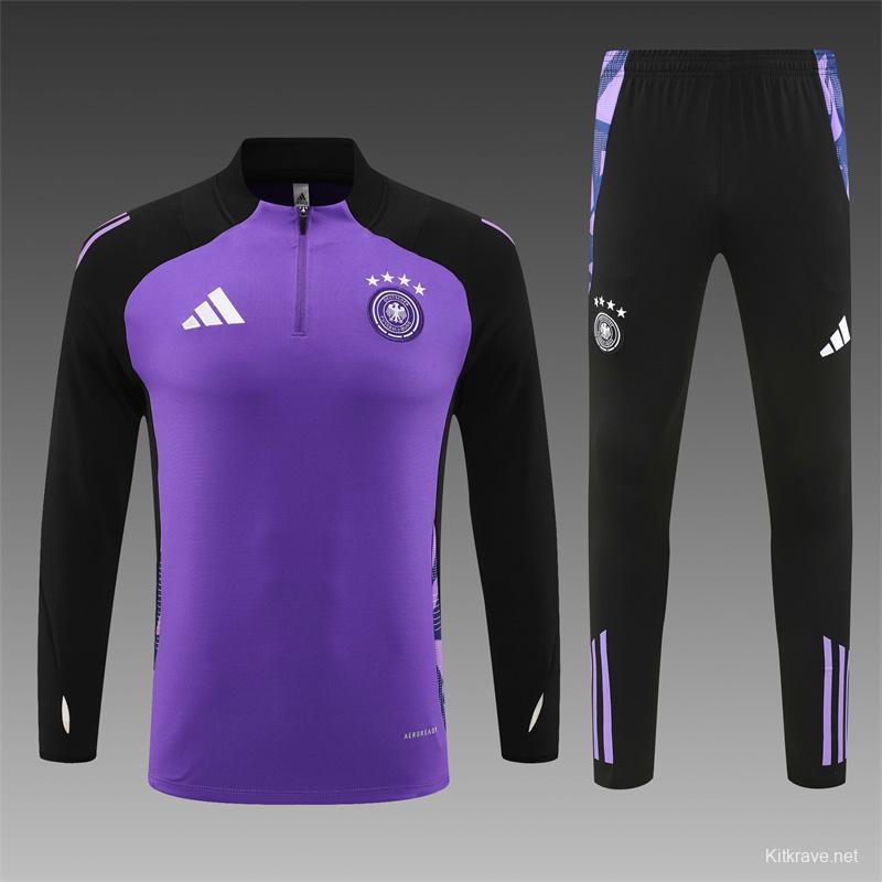 2024 Germany Purple Half Zipper Jacket+Long Pants