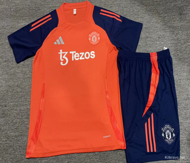 24/25 Kids Manchester United Orange Short Sleeve Jersey+Shorts