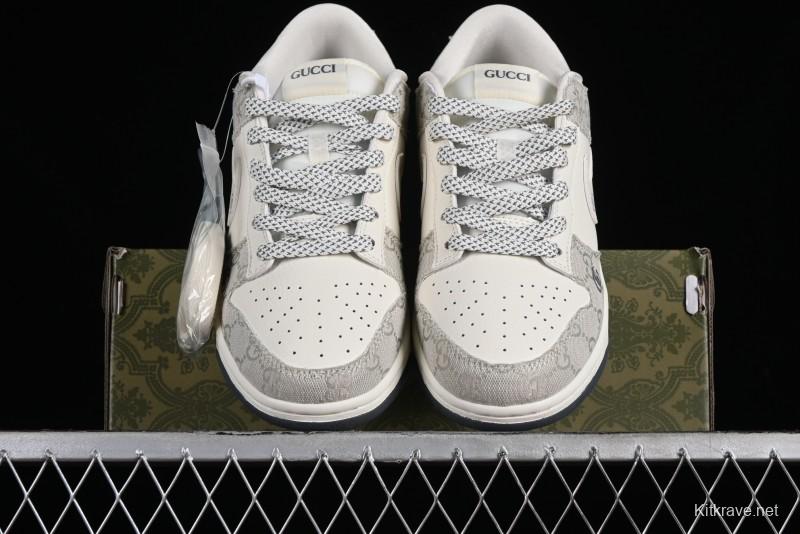 Nike SB Dunk Low Gucci Collaboration - Smoke Grey Anniversary Custom Low-Top Casual Sneakers - CF3688-003