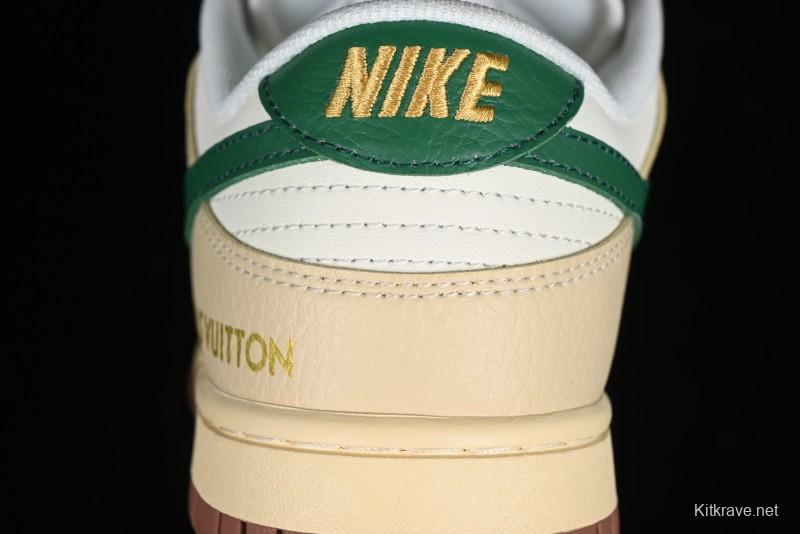 Nike SB Dunk Low LV Collaboration - Beige Green Anniversary High-End Custom Low-Top Casual Skate Shoes - LV6188-003