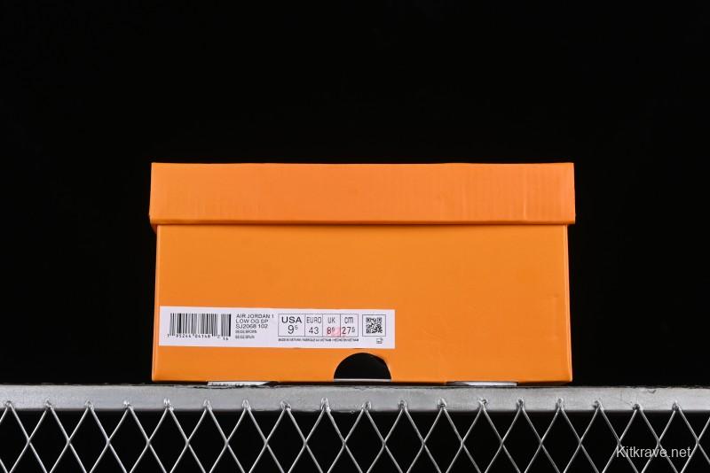 Nike Travis Scott x Fragment Design x Jordan Air Jordan 1 Low OG SP AJ1 LV Light Brown Print Casual Sneakers - SJ2068-102