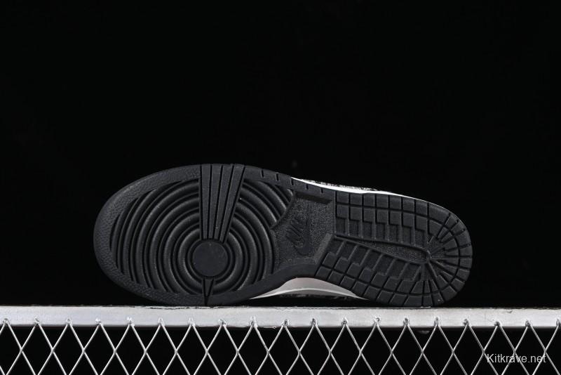 Nike SB Dunk Low LV Collaboration - Black Denim Anniversary High-End Custom Low-Top Casual Skate Shoes - XB3802-351