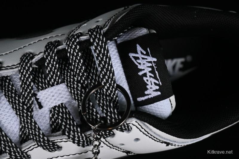 Stussy x Nike Dunk Low SB Skate Shoes in White-Black - FC1688-137