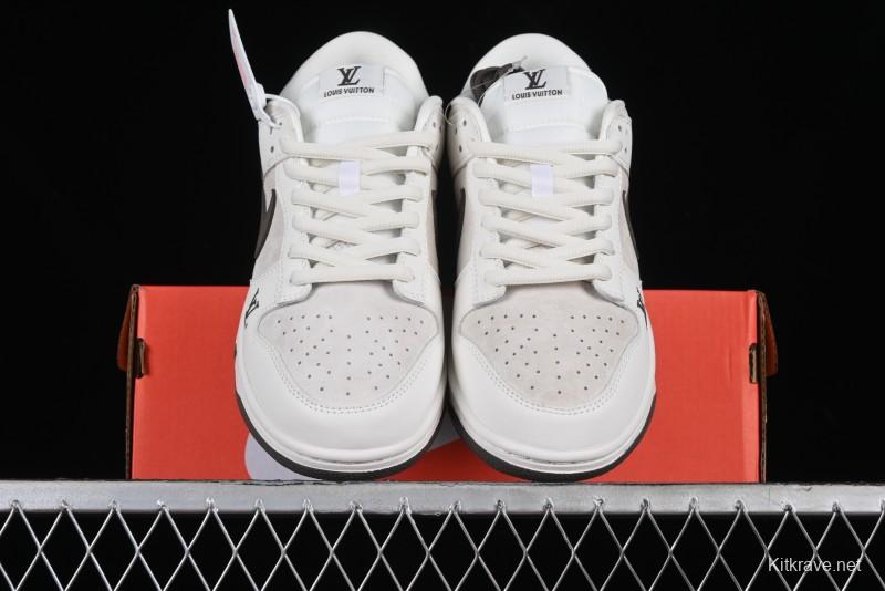 Nike SB Dunk Low LV Collaboration Anniversary Edition Premium Custom Suede Brown Swoosh Low-Top Casual Skate Shoes - LV6188-001