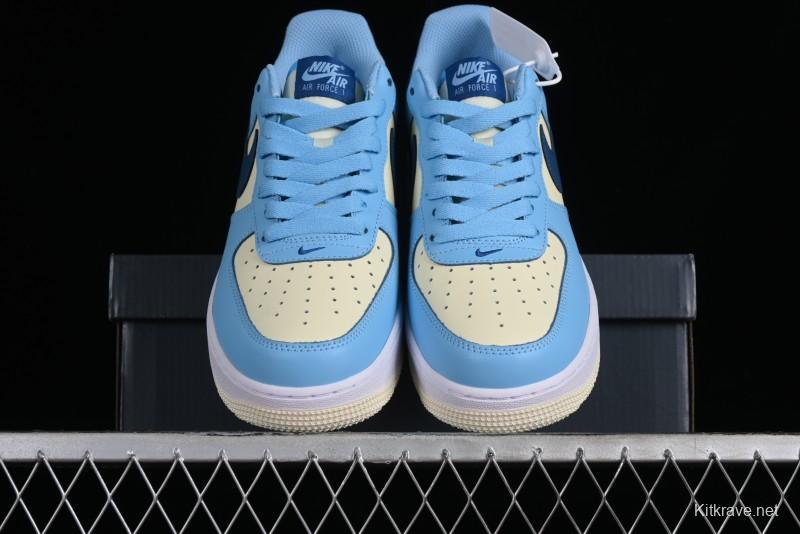 Nike Air Force 1 '07 Low White Blue Color Blocking Casual Sneakers - HF4837-407