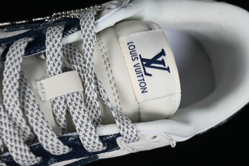 Nike SB Dunk Low LV Collaboration - Dark Blue Denim Anniversary High-End Custom Low-Top Casual Skate Shoes - XP3802-335