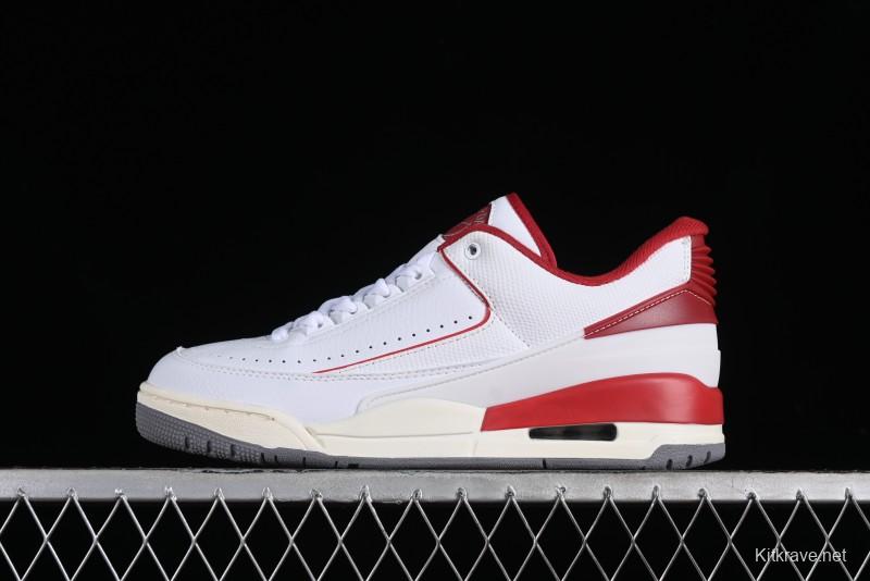 Nike Air Jordan 2/3 Retro Low Top Basketball Shoes in White/Red - FD0383-161