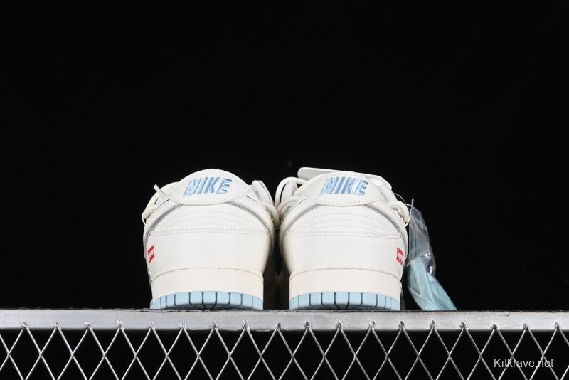 Nike SB Dunk Low Supreme Collaboration - Ice Blue Engraving Anniversary Customized Low-Top Casual Skate Shoes - JJ5688-107
