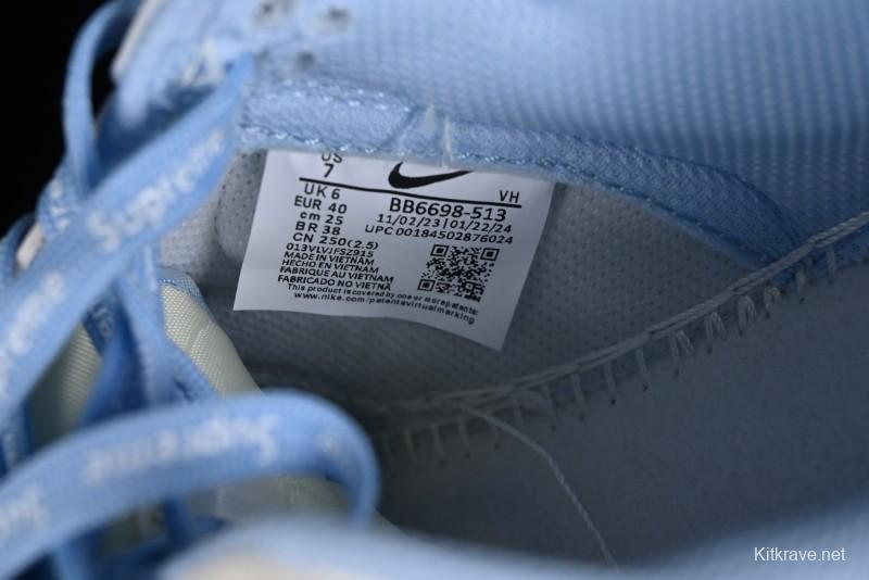 Nike SB Dunk Low Supreme Collaboration - Sky Blue Canvas Anniversary Custom Low-Top Casual Skate Shoes - BB6698-513