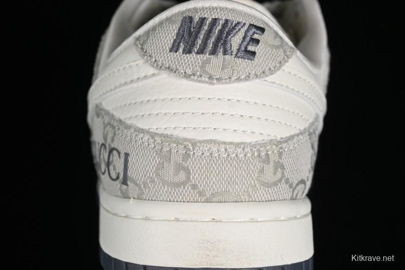 Nike SB Dunk Low Gucci Collaboration - Smoke Grey Anniversary Custom Low-Top Casual Sneakers - CF3688-003