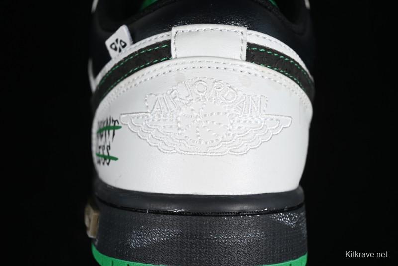 Nike Air Jordan 1 Low Retro Basketball Shoes with Panda Mischief Pioneer Rider Design - 553558-065