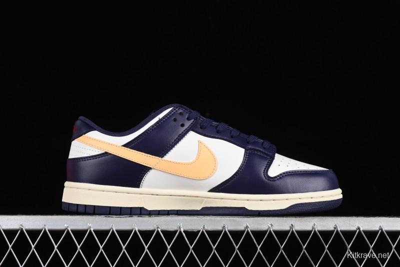 Nike Dunk Low Retro SB Skateboarding Shoes in Navy Blue with Purple Gold White Colorway - FV8106-181