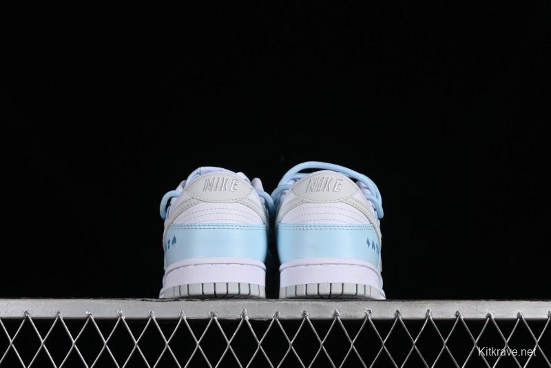 Nike Dunk Low SB Hearts Playing Cards Graffiti North Carolina Blue Casual Skate Shoes - DV0831-101