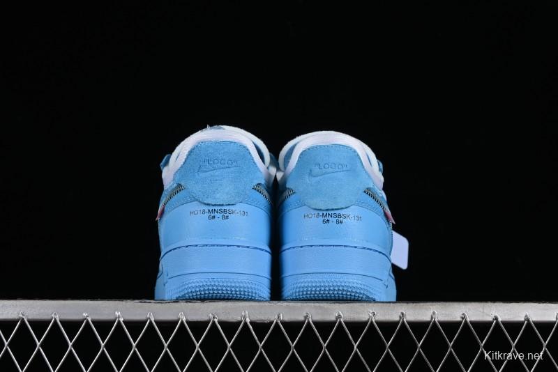 Nike Off White x Air Force 1 Low OW Collaboration Transparent Blue Casual Sneakers - AO4606-400