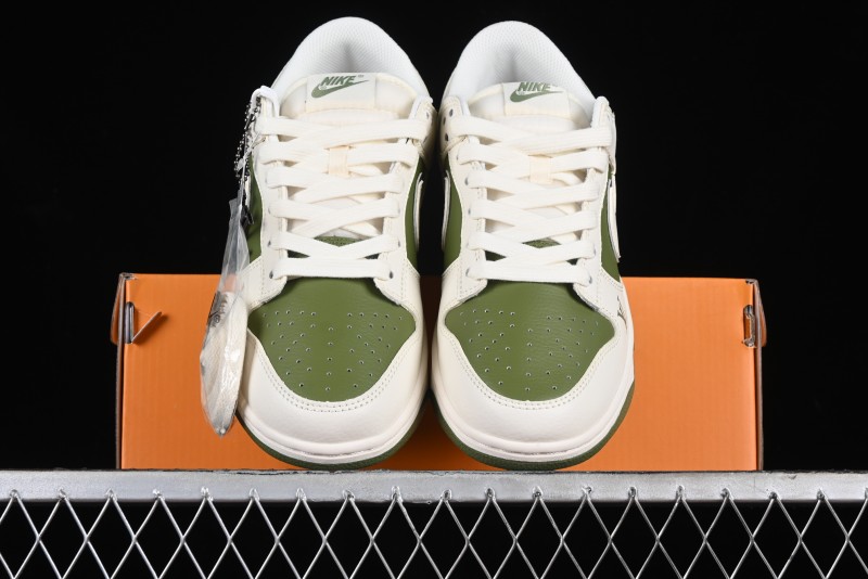 Nike SB Dunk Low LV Collaboration - Beige Olive Green Anniversary Custom Low-Top Casual Skate Shoes - BB8766-211
