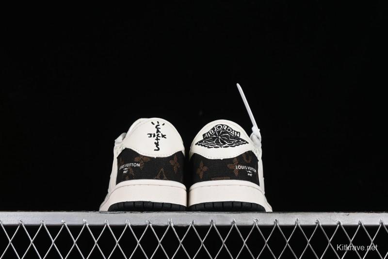 Nike Travis Scott x Fragment Design x Air Jordan 1 Low OG SP AJ1 LV Classic Black Gold Low-top Casual Sneakers - SJ2068-103