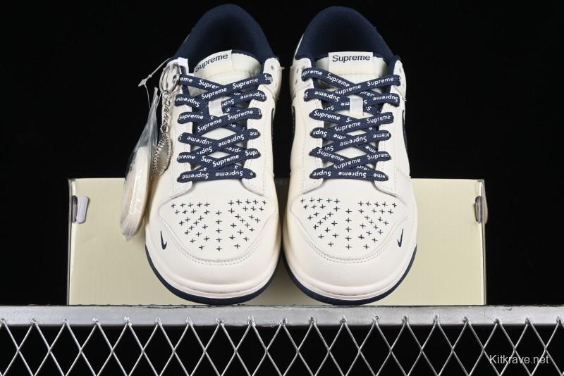Nike SB Dunk Low Supreme Collaboration - Dark Blue Canvas Anniversary High-End Custom Low-Top Casual Skate Shoes - BB6698-511
