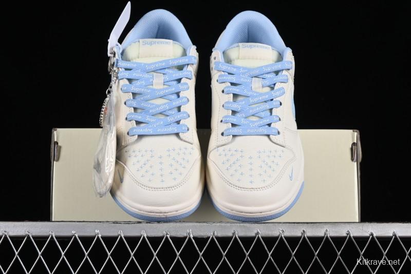 Nike SB Dunk Low Supreme Collaboration - Sky Blue Canvas Anniversary Custom Low-Top Casual Skate Shoes - BB6698-513