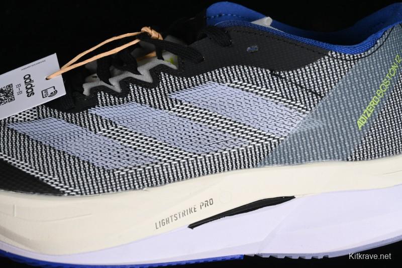 Adidas Adizero Boston 12 M Running Shoes Lightweight Breathable Low-Top with ENERGYROD Carbon Plate - IE8494