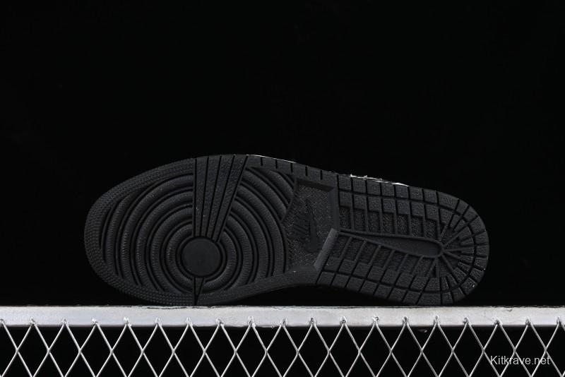 Nike Air Jordan 1 Low LV Collaboration - Black Denim Print Custom High-End Basketball Shoes - SJ9950-006