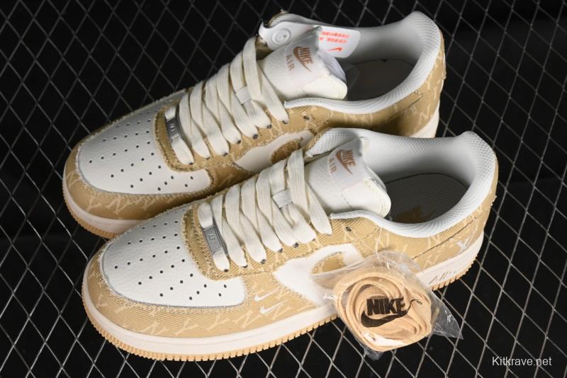 Nike Air Force 1 '07 Low LV Collaboration - Khaki Double Swoosh Low-Top Casual Sneakers - HD1968-027