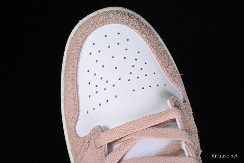 Nike Air Jordan AJ1 Mid Basketball Shoes in White Pink - FN7432-161