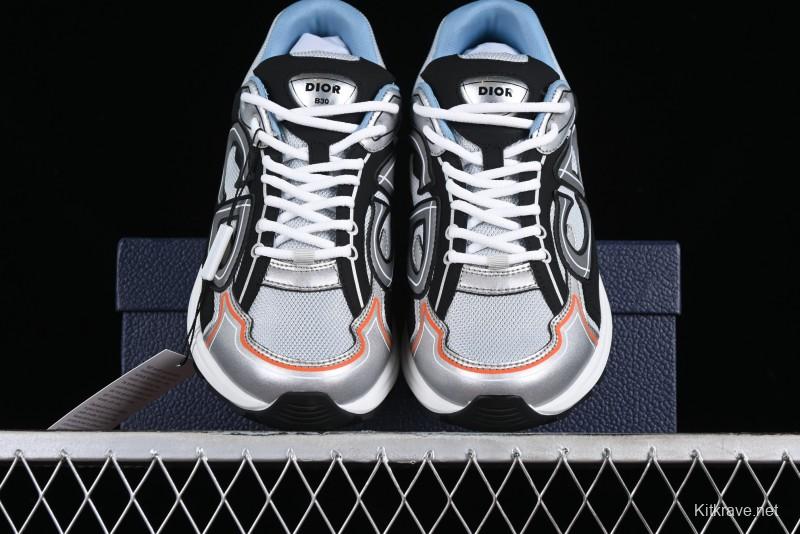 Dior B30 Sneakers with Reflective CD30 Logo and Lightweight Rubber Sole - CD30